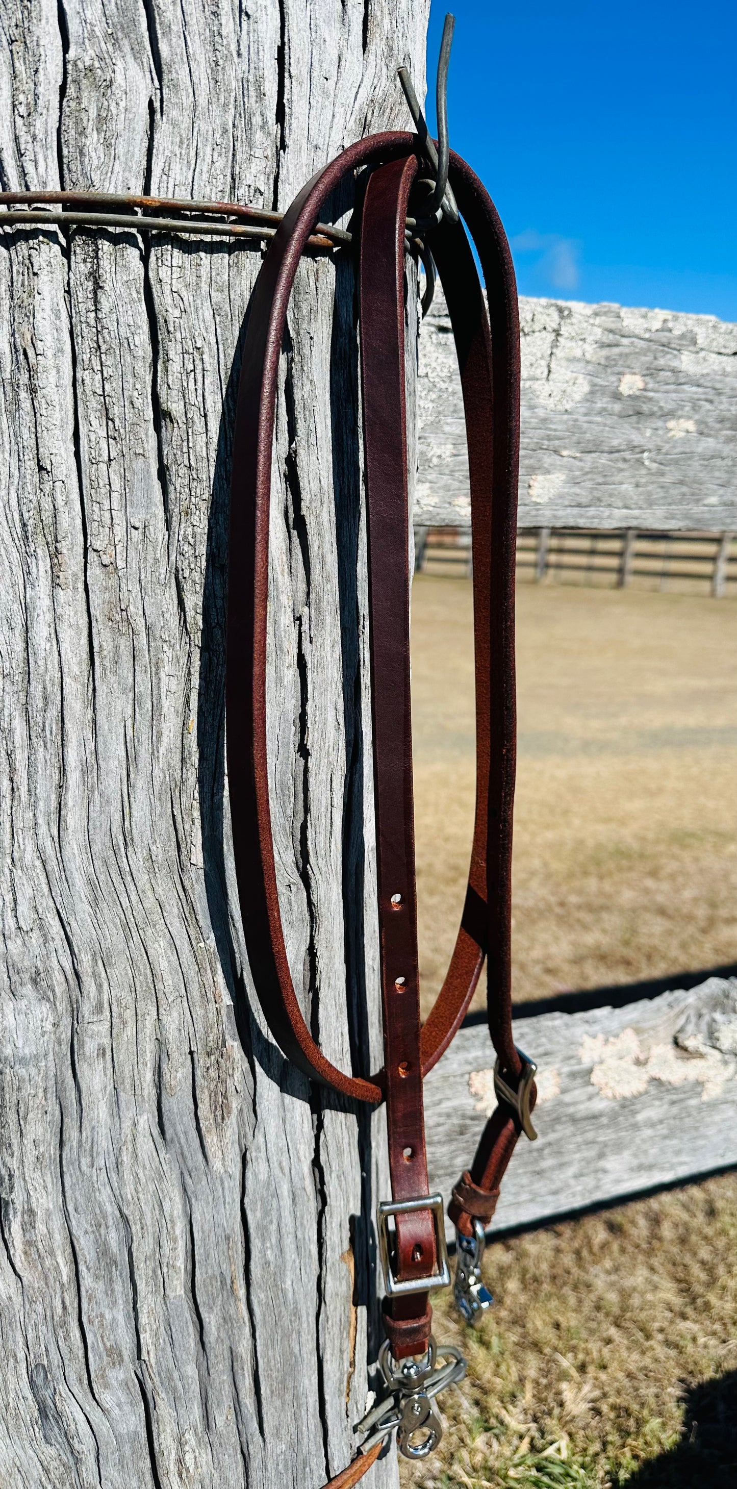 5/8 “ Flat Harness Leather Barrel/ Roping Reins