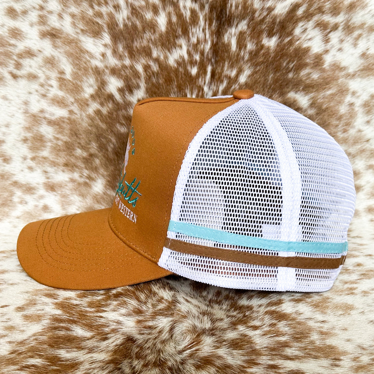 Dustybutts Trucker Cap // Tan & Teal