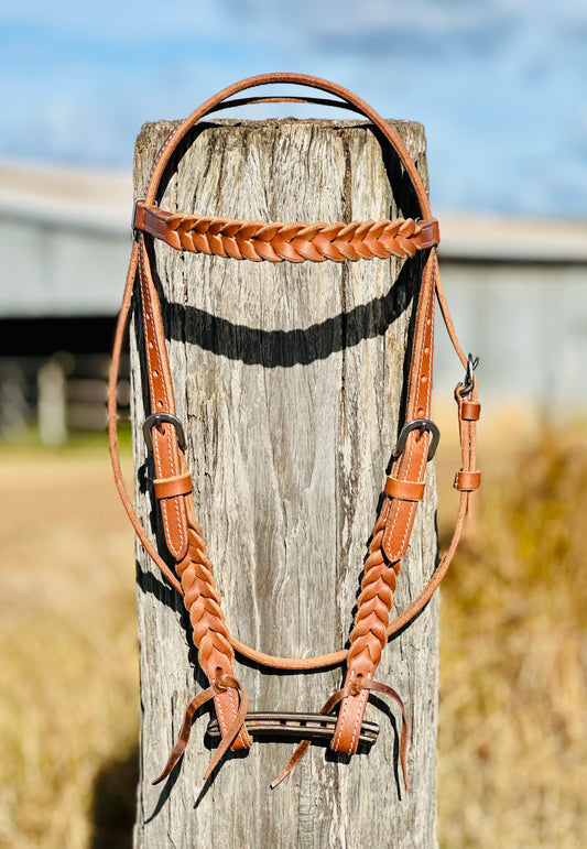 Dustybutts Braided Browband Bridle // Medium Oil