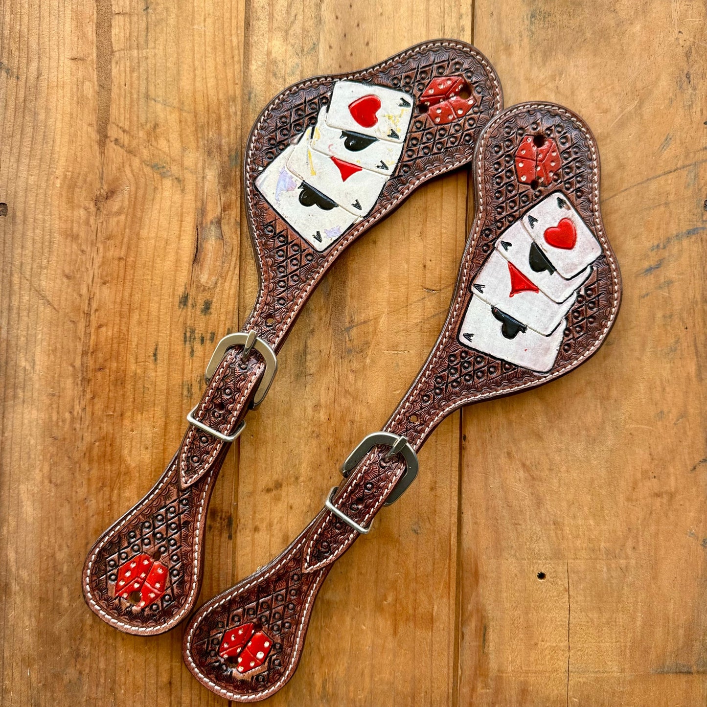 Rider's Luck Ladies Tooled Leather Spur Straps