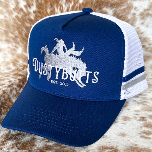 Dustybutts Trucker Cap // White & Royal Blue