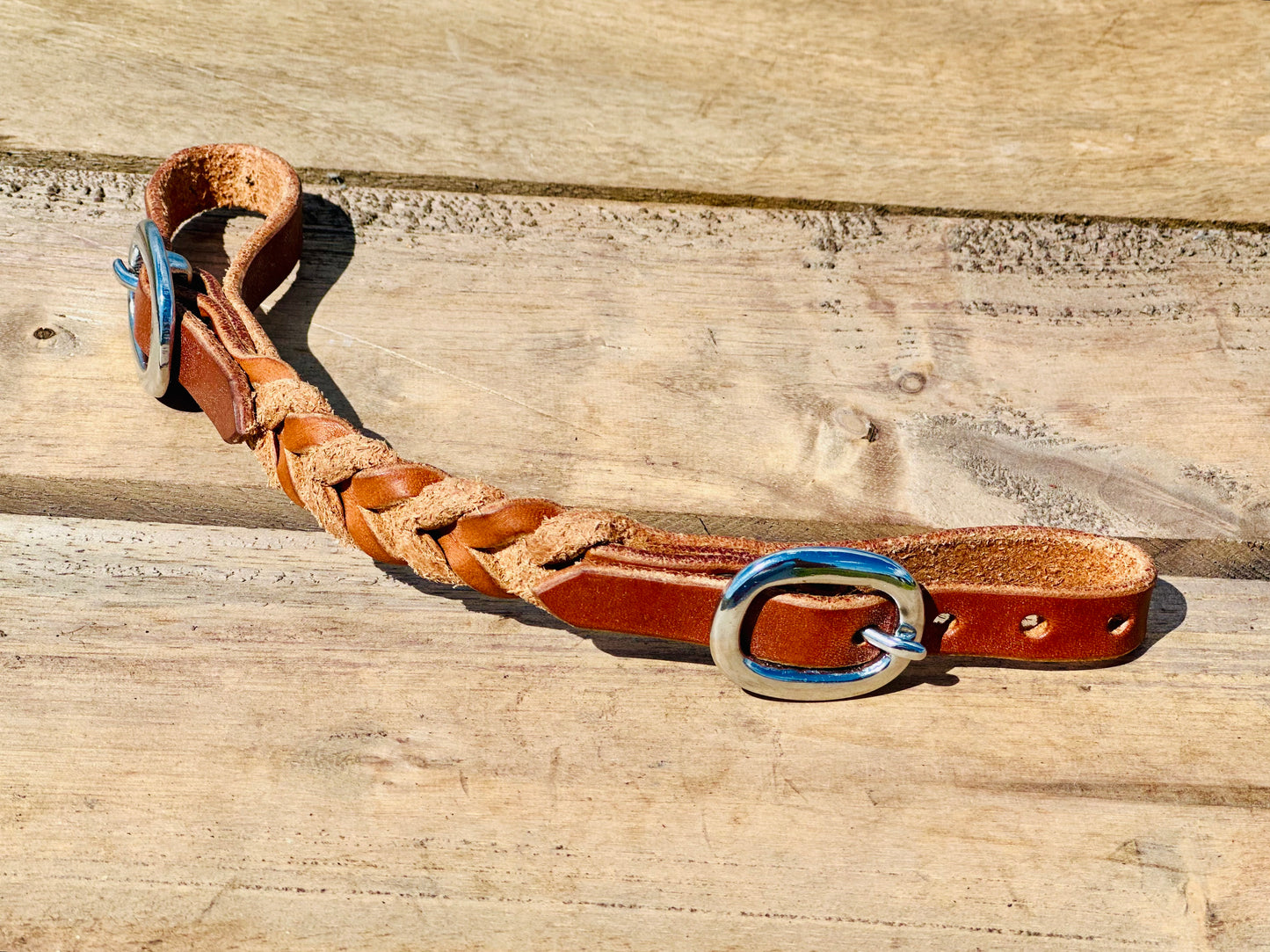 Dustybutts Harness Leather Braided Curb Strap