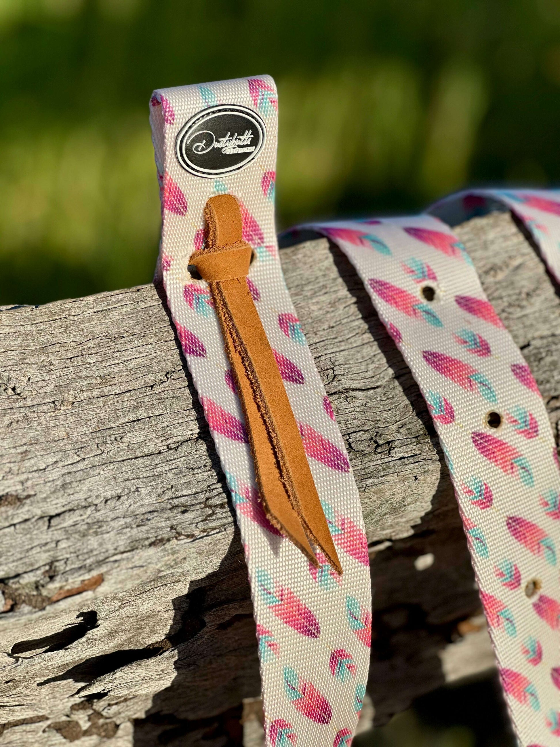 dustybutts-nylon-tie-strap-and-off-billet-set---boho-feathers-latigos---dustybutts-australia-35929383