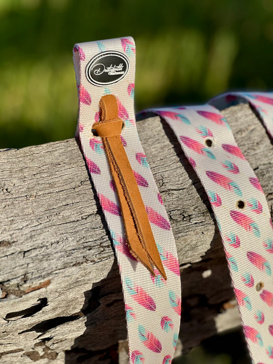 Dustybutts Nylon Tie Strap and Off Billet Set - Boho Feathers