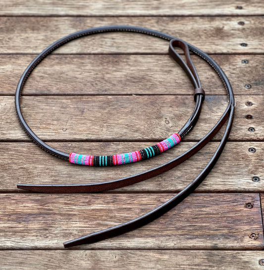 Seconds // Dustybutts Beaded Rolled Harness  Leather Over N Under / Black Serape