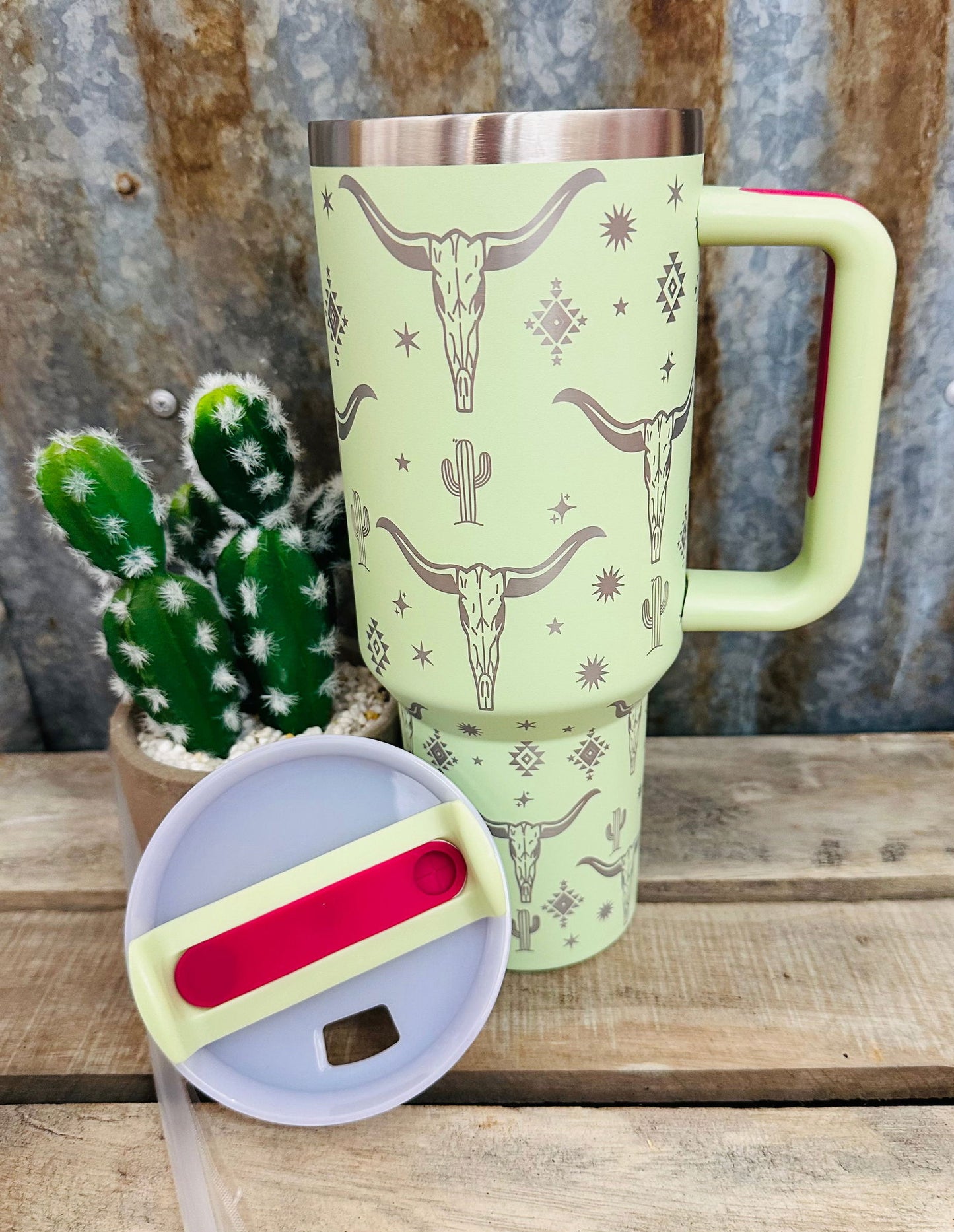 40oz Western Tumbler // Light Green -  - Dustybutts Australia