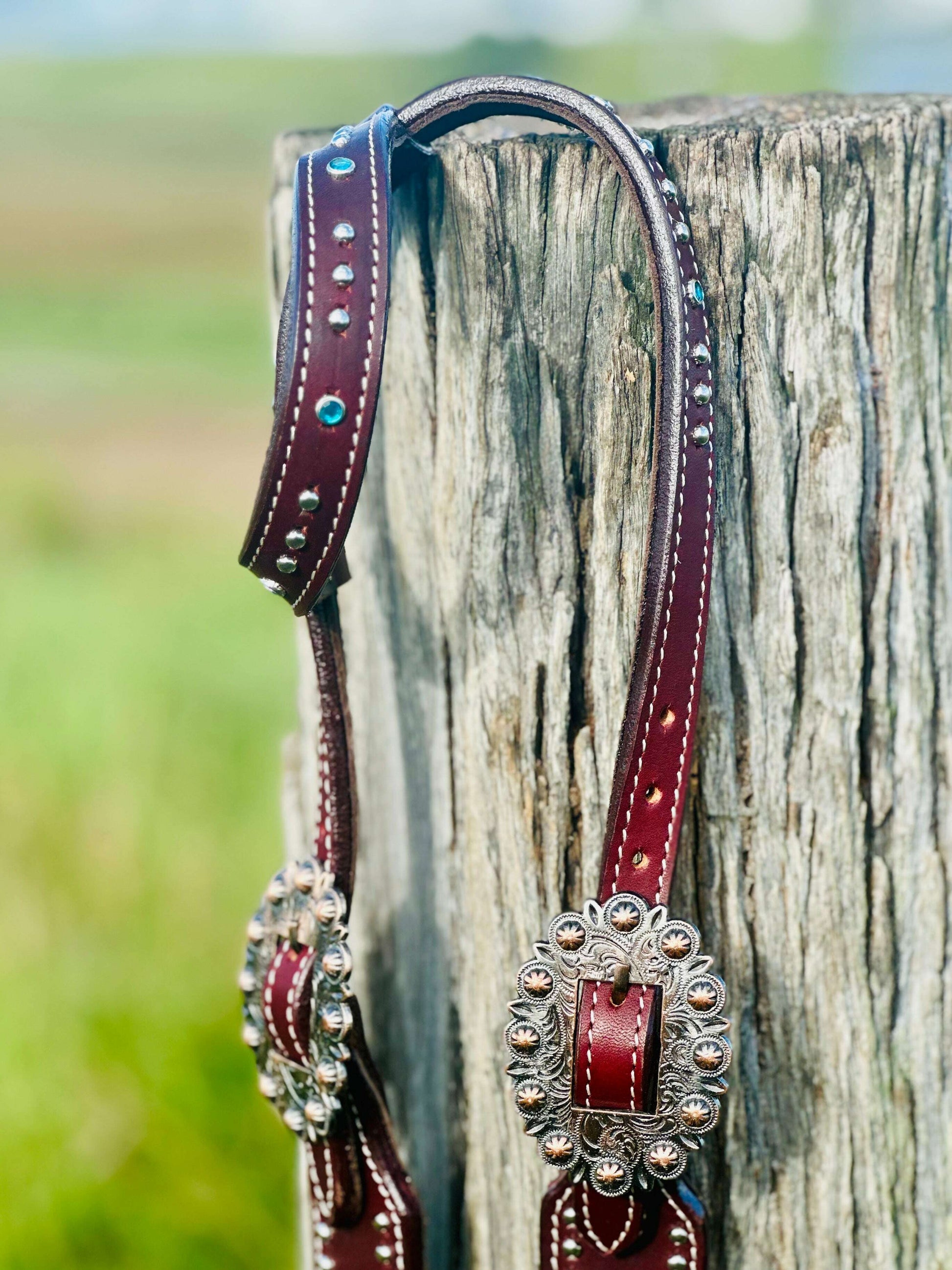 leather-one-eared-bridle-with-studs---dark-oil-bridles---dustybutts-australia-35929634