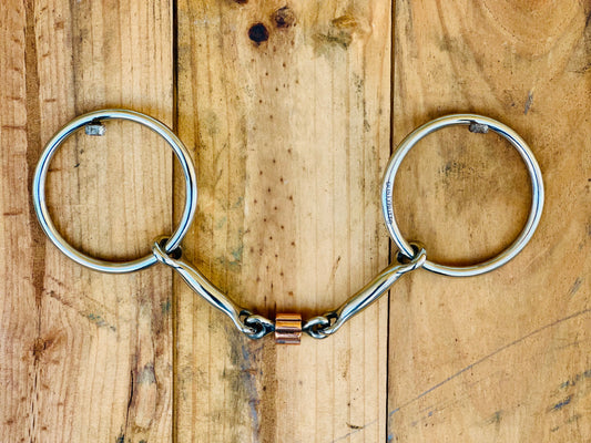 Dustybutts Three Piece Loose Ring Smooth Snaffle Bit With Cricket
