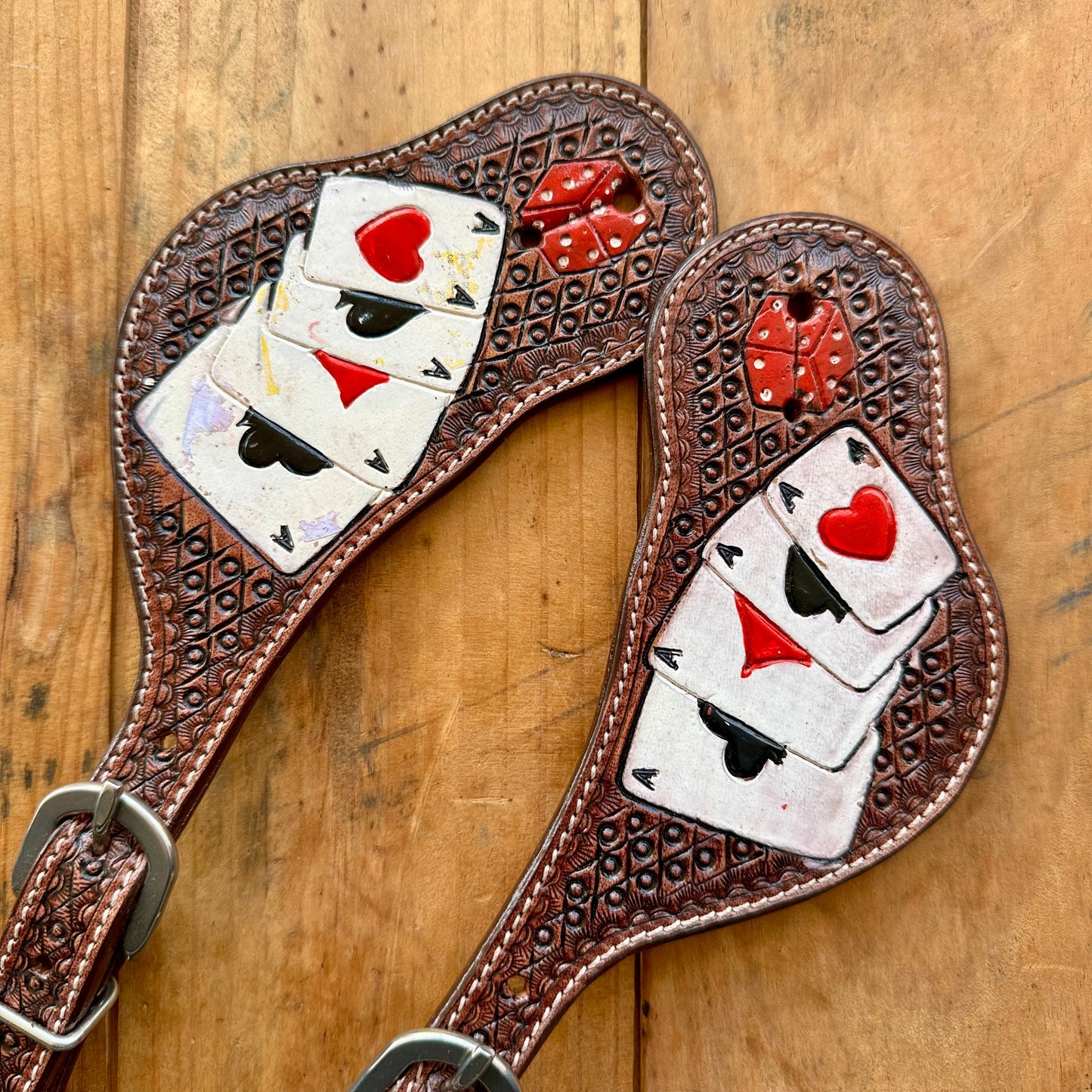 Rider's Luck Ladies Tooled Leather Spur Straps