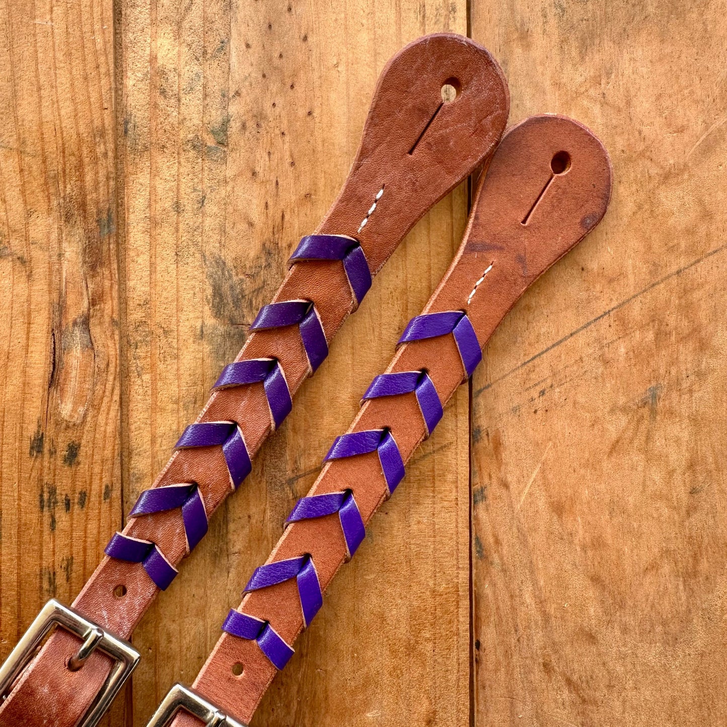 Argentina Leather Braided Ladies Spur Straps // Purple