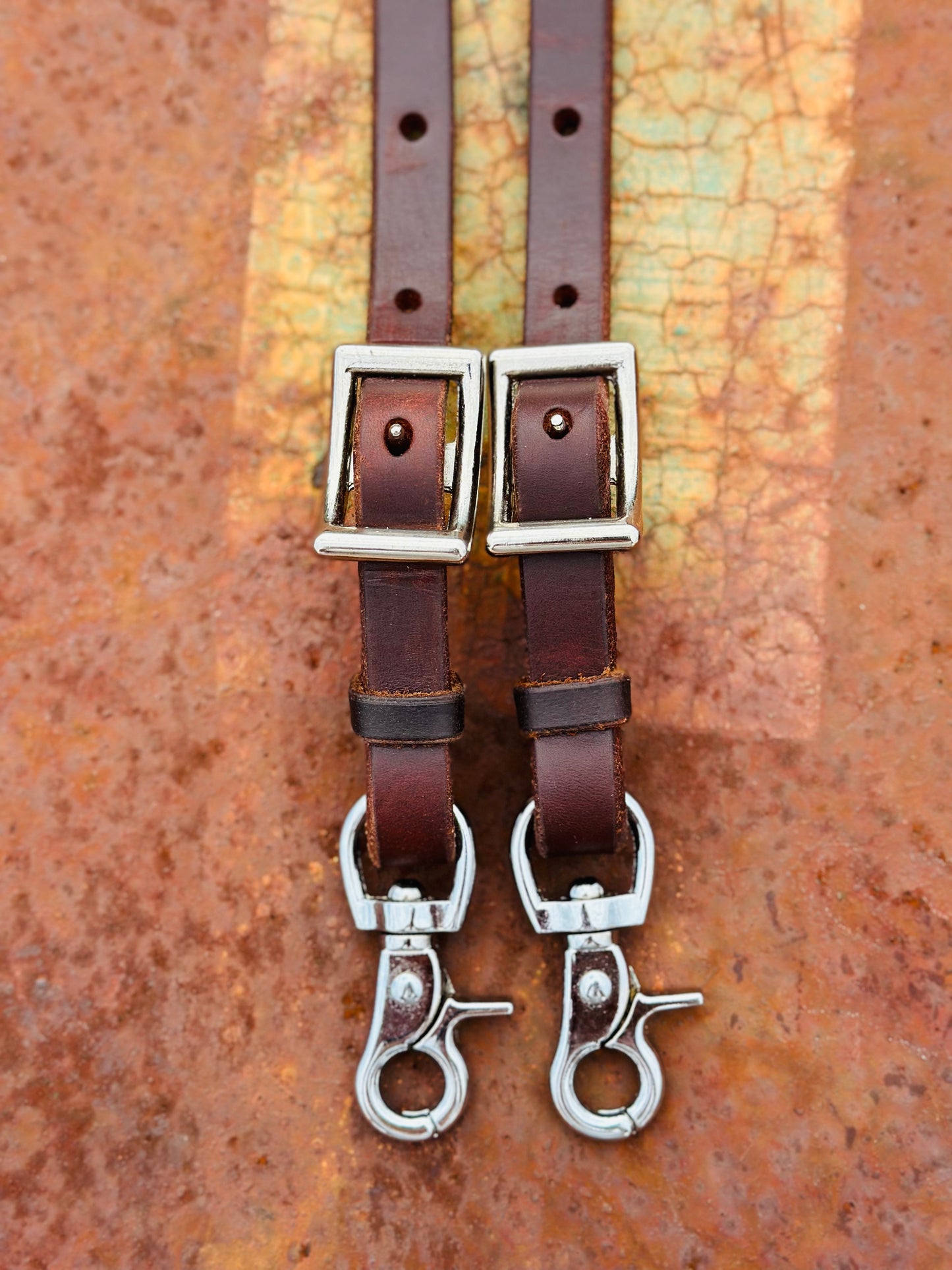 Dustybutts Harness Leather Laced Barrel Reins // Burnt Orange