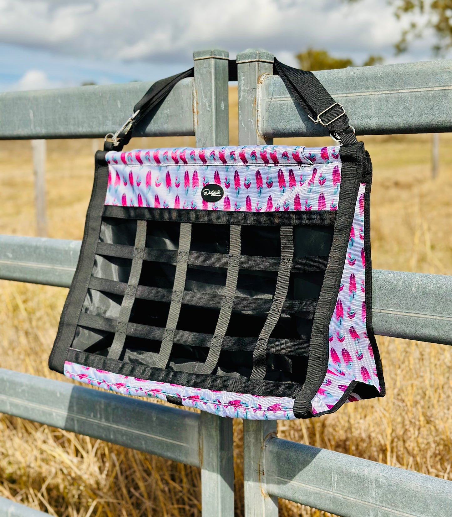 Introductory Price // Dustybutts Top Load Hay Bag- Boho Feathers