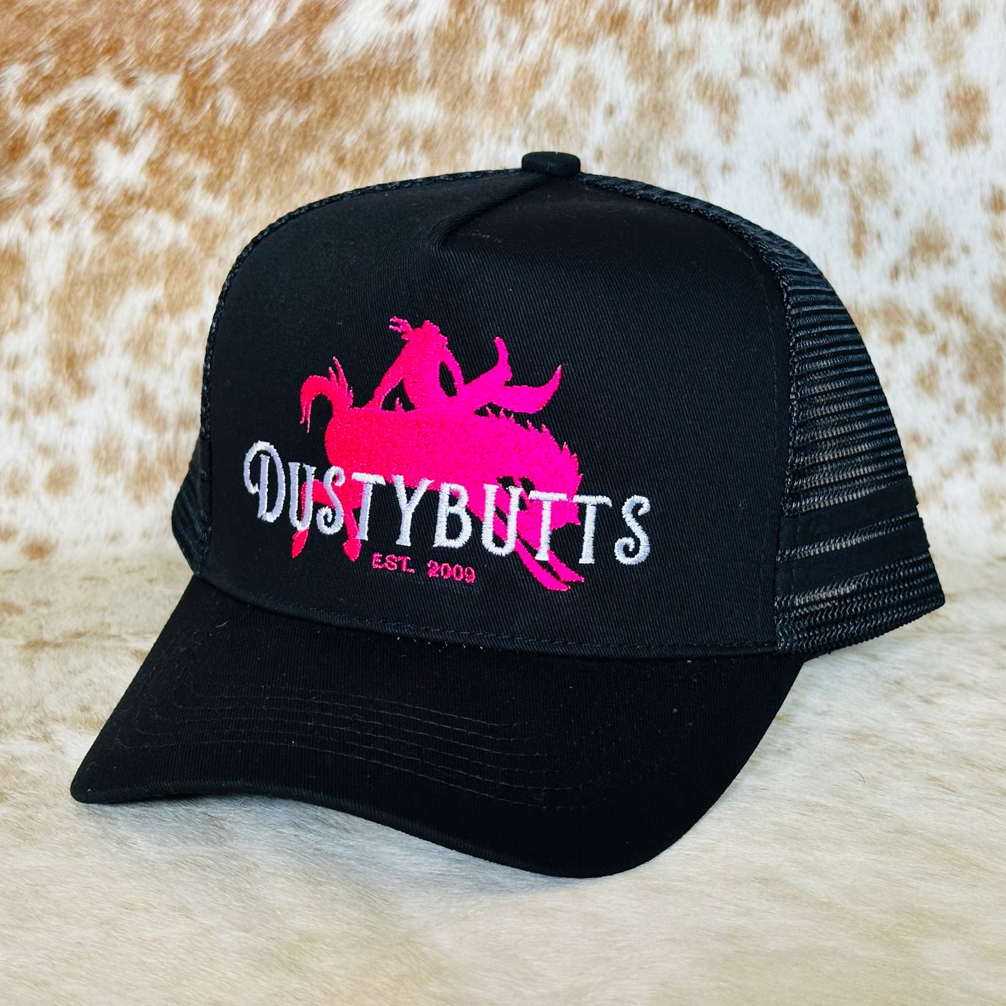 Dustybutts Trucker Cap // Black & Hot Pink