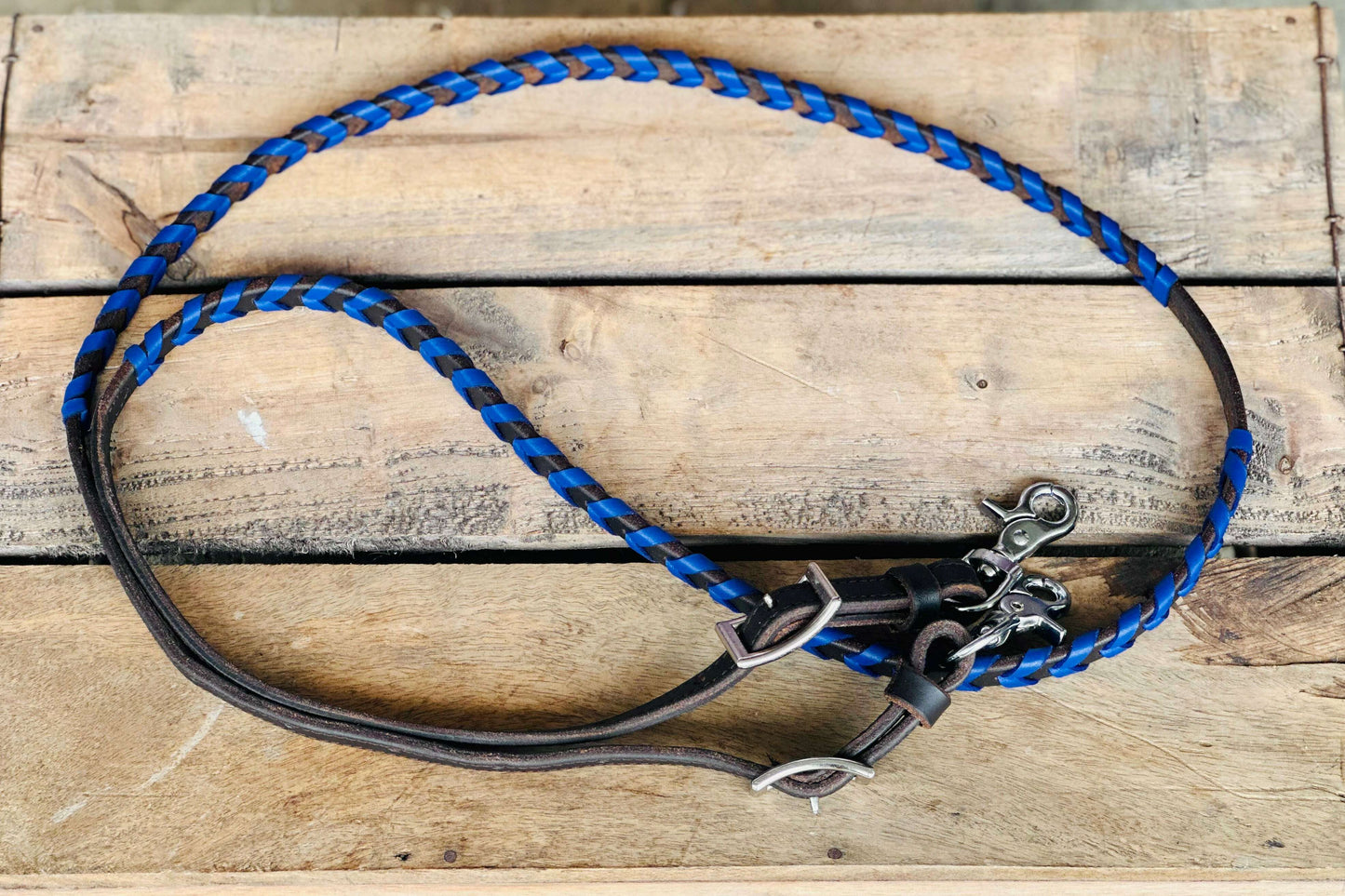 dustybutts-harness-leather-laced-barrel-racing-reins-purple-blue-reins---dustybutts-australia-35929640