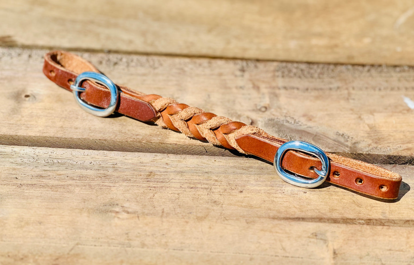 Dustybutts Harness Leather Braided Curb Strap