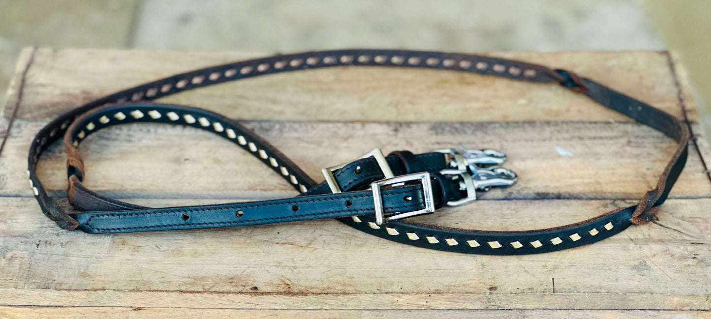 dustybutts-harness-leather-buckstitch-and-bloodknot-barrel-racing-reins---metallic-gold-reins---dustybutts-australia-35929663