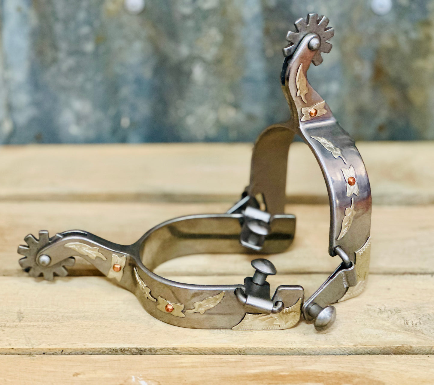 Stainless Steel Spur with Gold Leaf Overlay