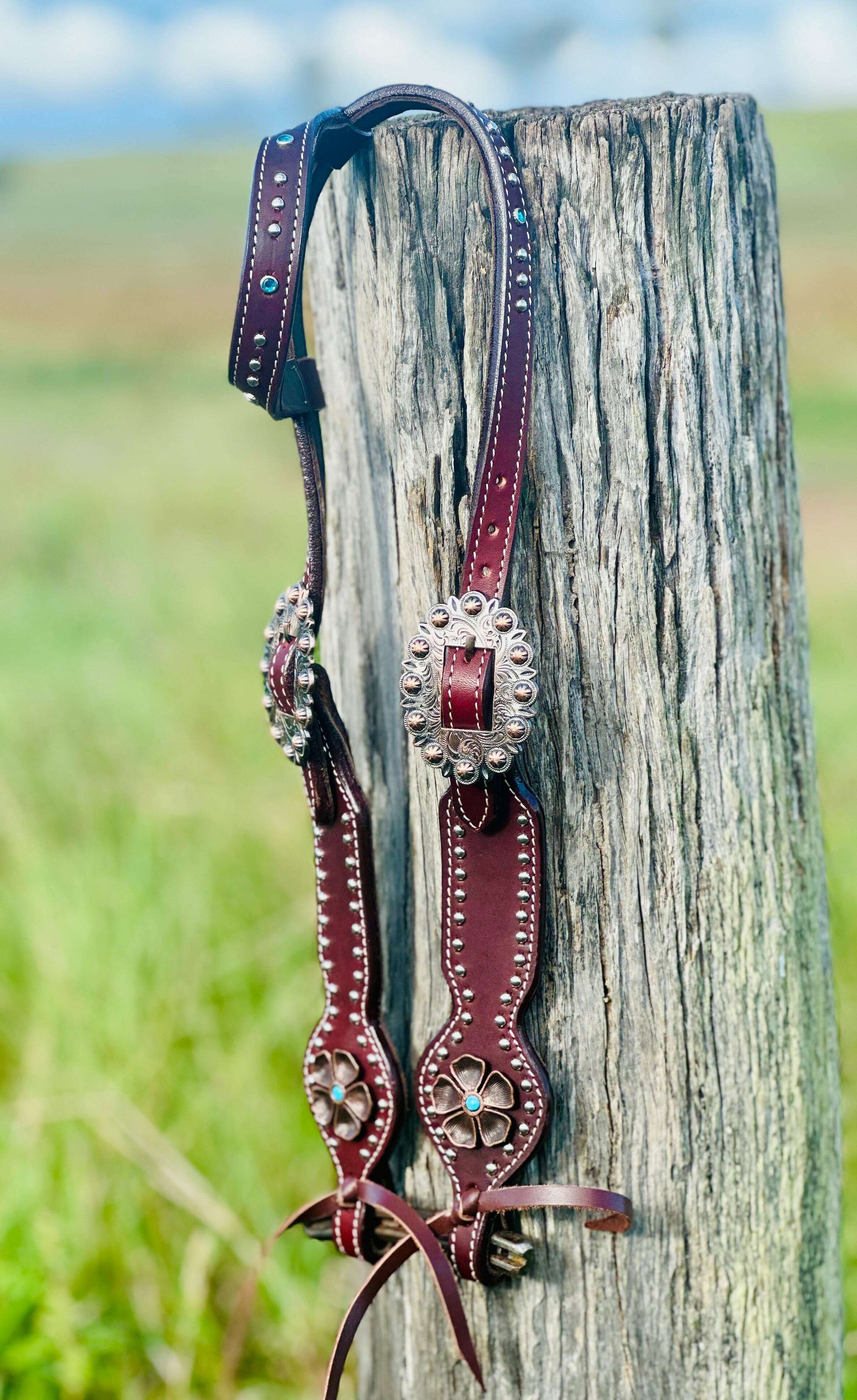 leather-one-eared-bridle-with-studs---dark-oil-bridles---dustybutts-australia-35929633