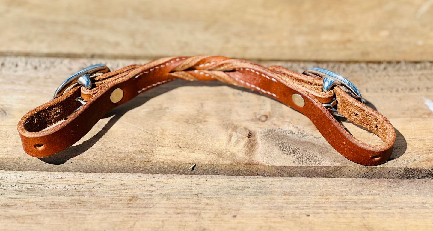 Dustybutts Harness Leather Bloodknot Curb Strap With Sunspots