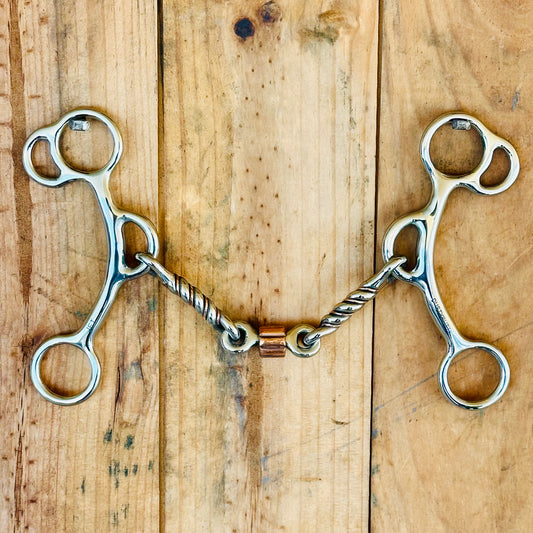 Dustybutts ‘Jet’ Twisted Three Piece Reverse Gag Bit With Cricket