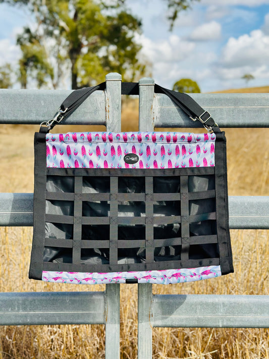 Introductory Price // Dustybutts Top Load Hay Bag- Boho Feathers