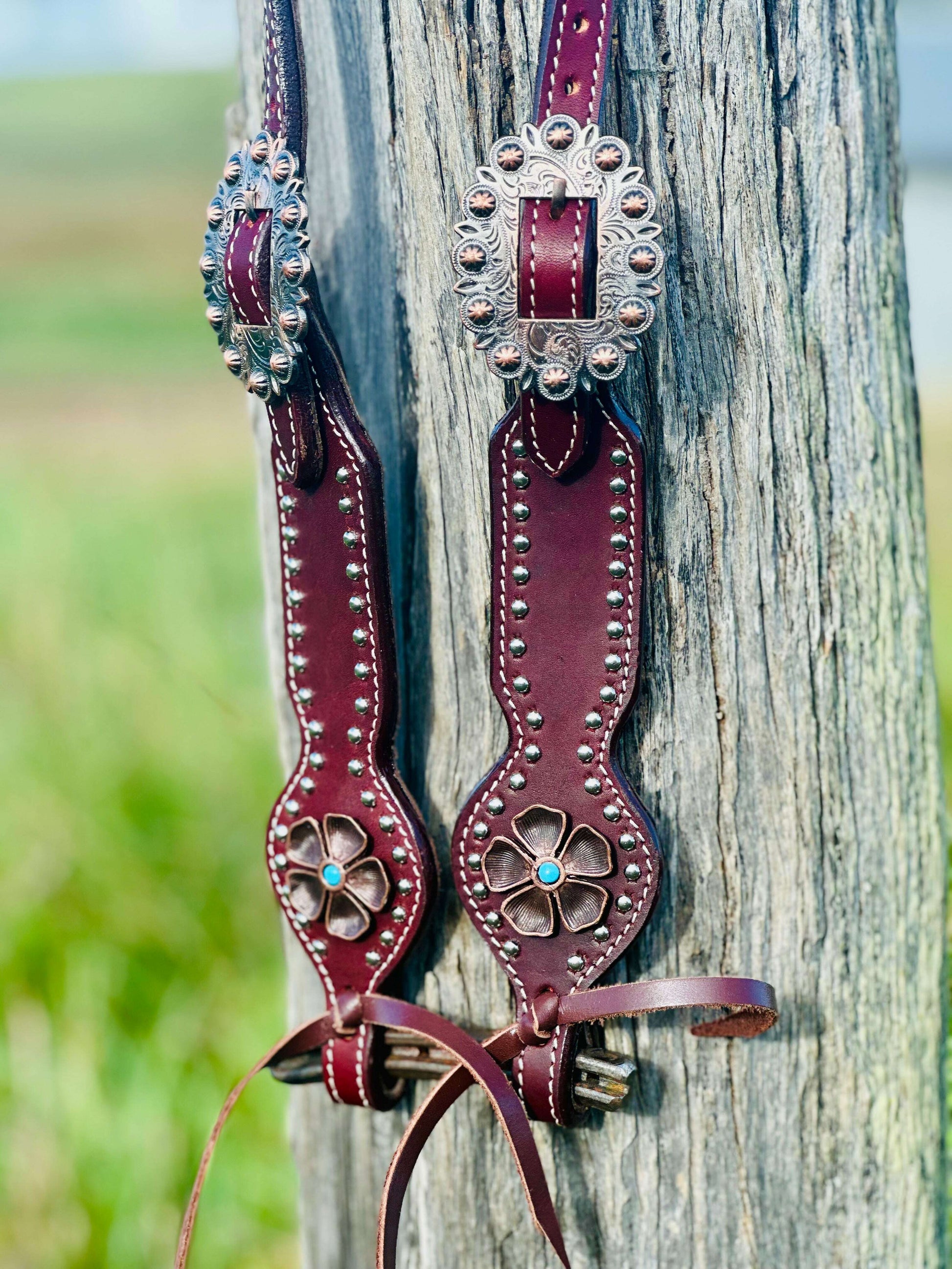leather-one-eared-bridle-with-studs---dark-oil-bridles---dustybutts-australia-35929635