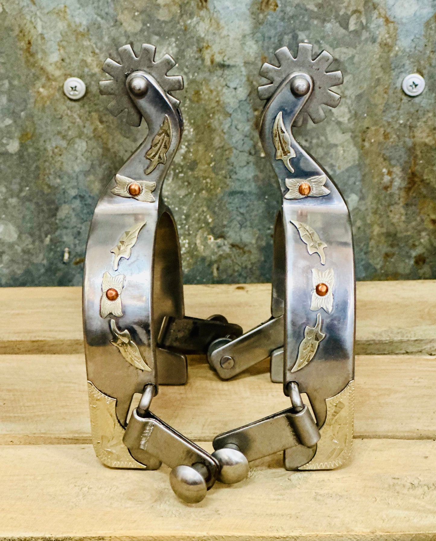 Stainless Steel Spur with Gold Leaf Overlay