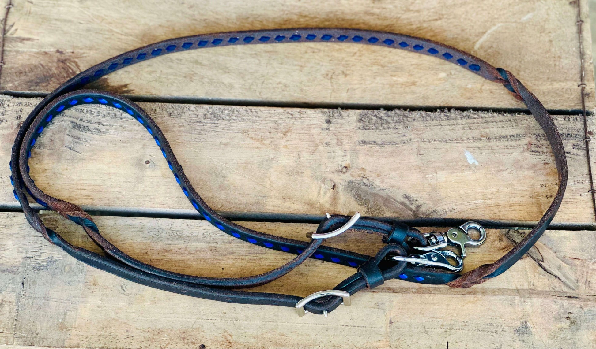 dustybutts-harness-leather-buckstitch-and-bloodknot-barrel-racing-reins---purple-blue-reins---dustybutts-australia-35929668