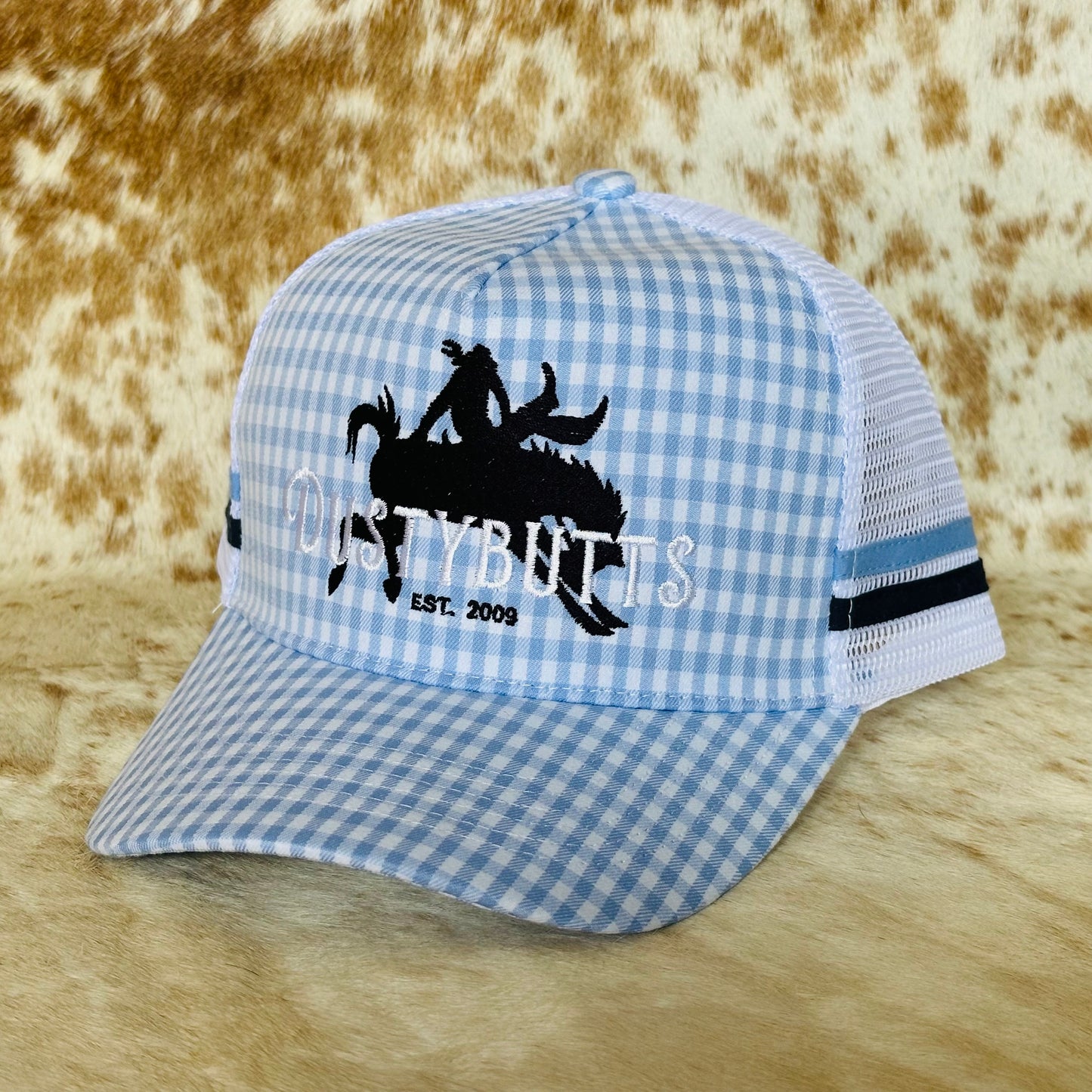 Dustybutts Trucker Cap // Blue Gingham
