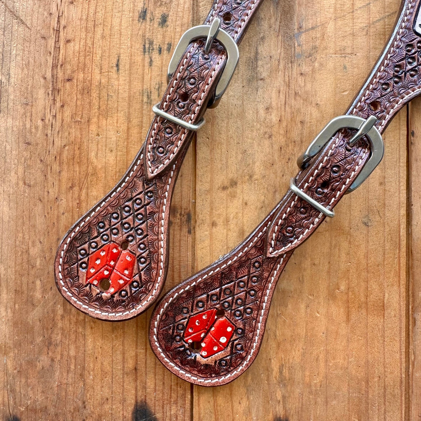 Rider's Luck Ladies Tooled Leather Spur Straps
