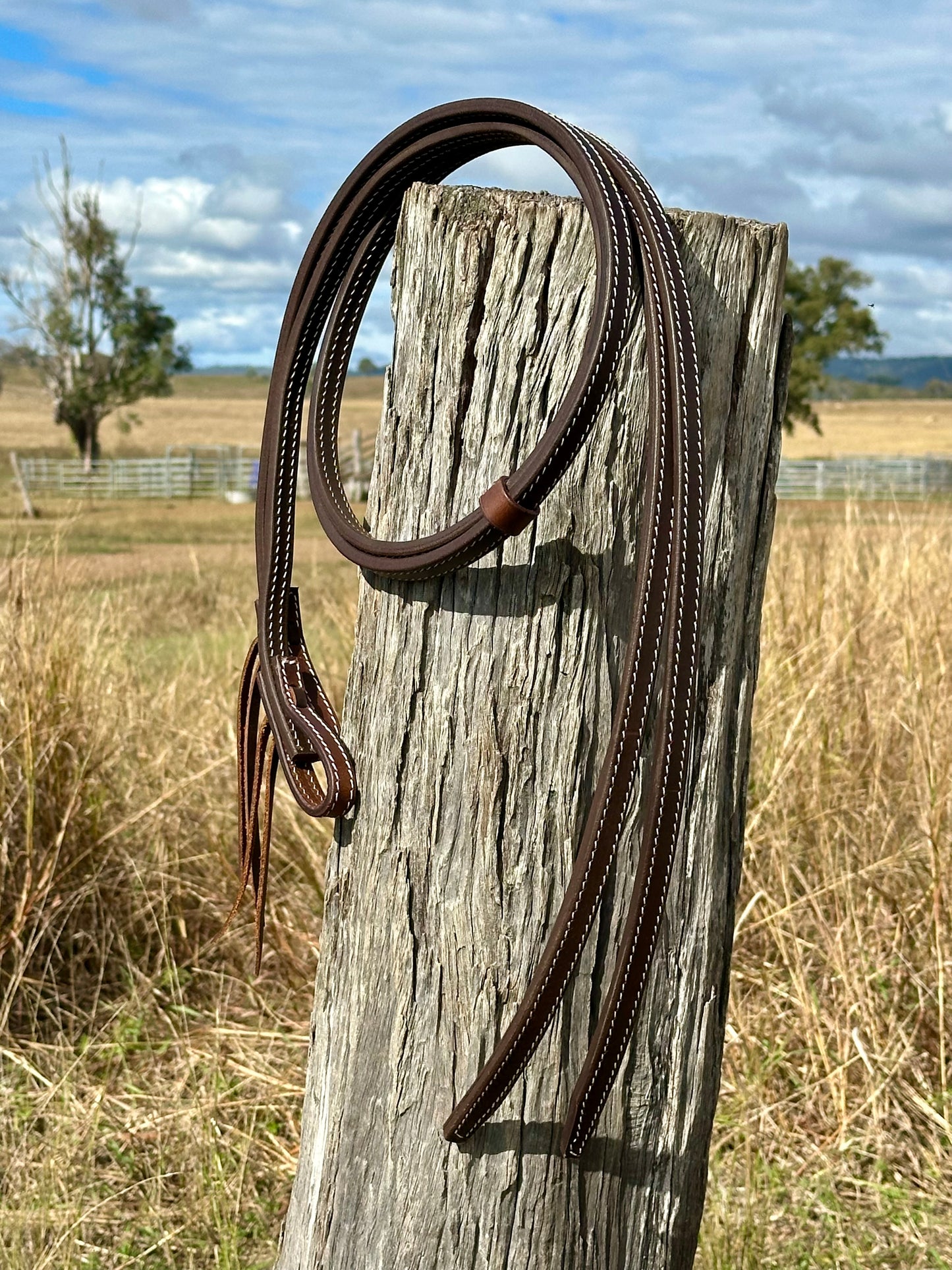 Dustybutts 5/8” Oiled Harness Leather Split Reins // 6 Foot