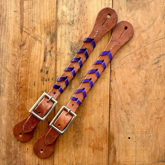 Argentina Leather Braided Ladies Spur Straps // Purple