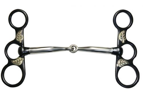 Black Steel Bit With Engraved Silver Oak Leaves - Bits - Dustybutts Australia