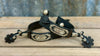 Black Steel Spur With Engraved Silver Navajo Design