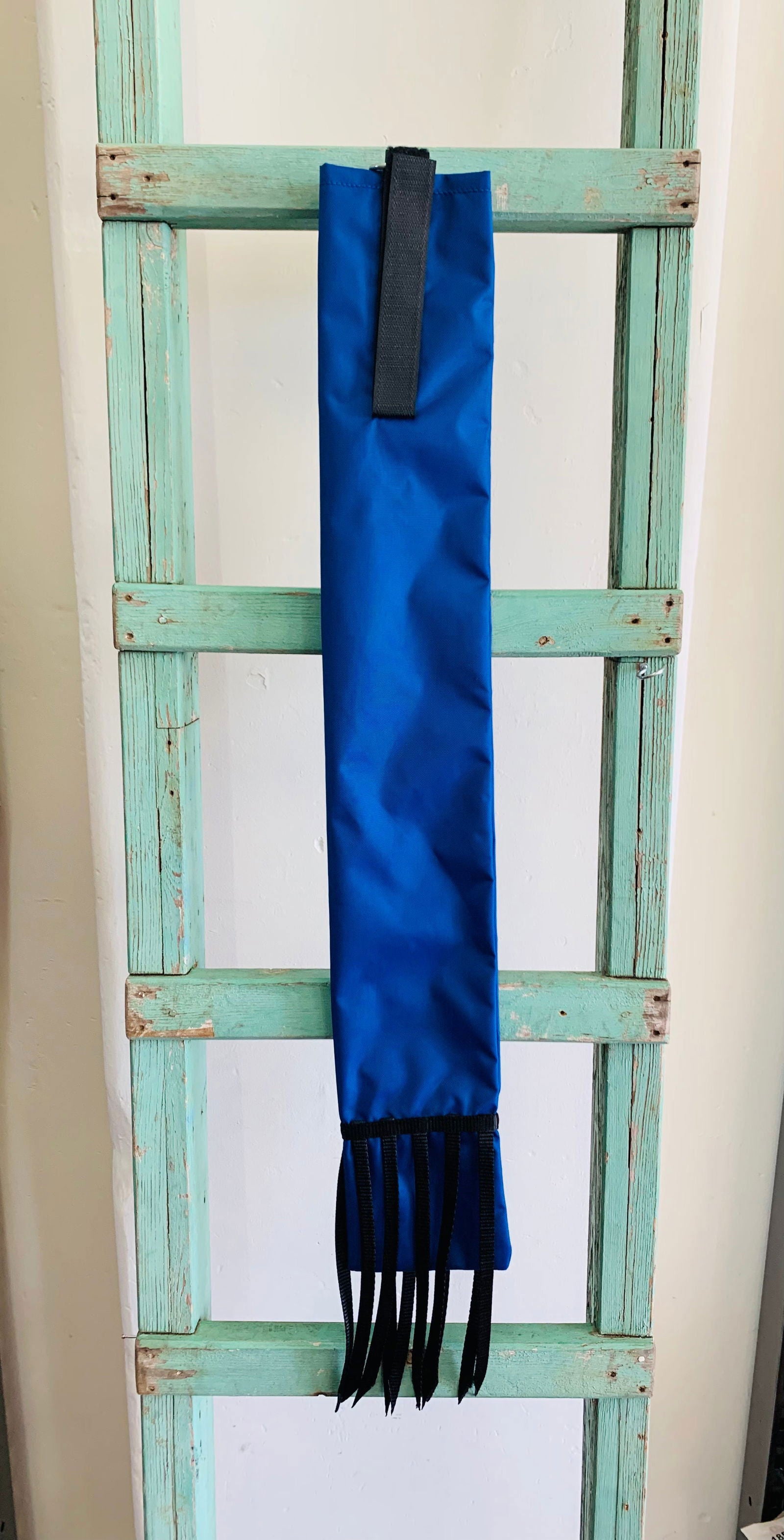 Blue Tail Bag With Black Whippers // Long - Dustybutts Australia