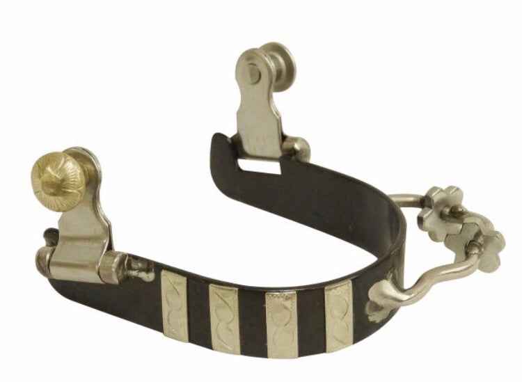 Bumper Spurs With Rowels & Silver Striped Overlay - Dustybutts Australia