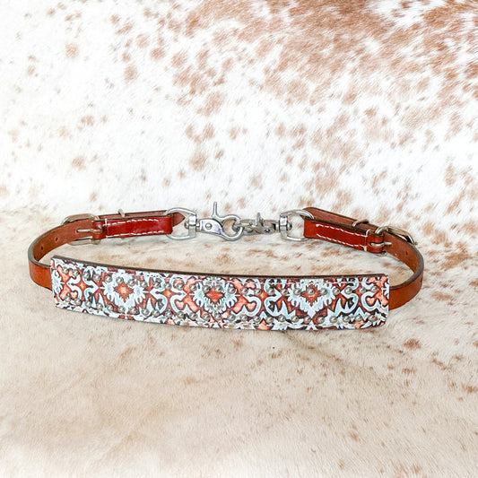 Leather Wither Strap With Studded Accents / Teal