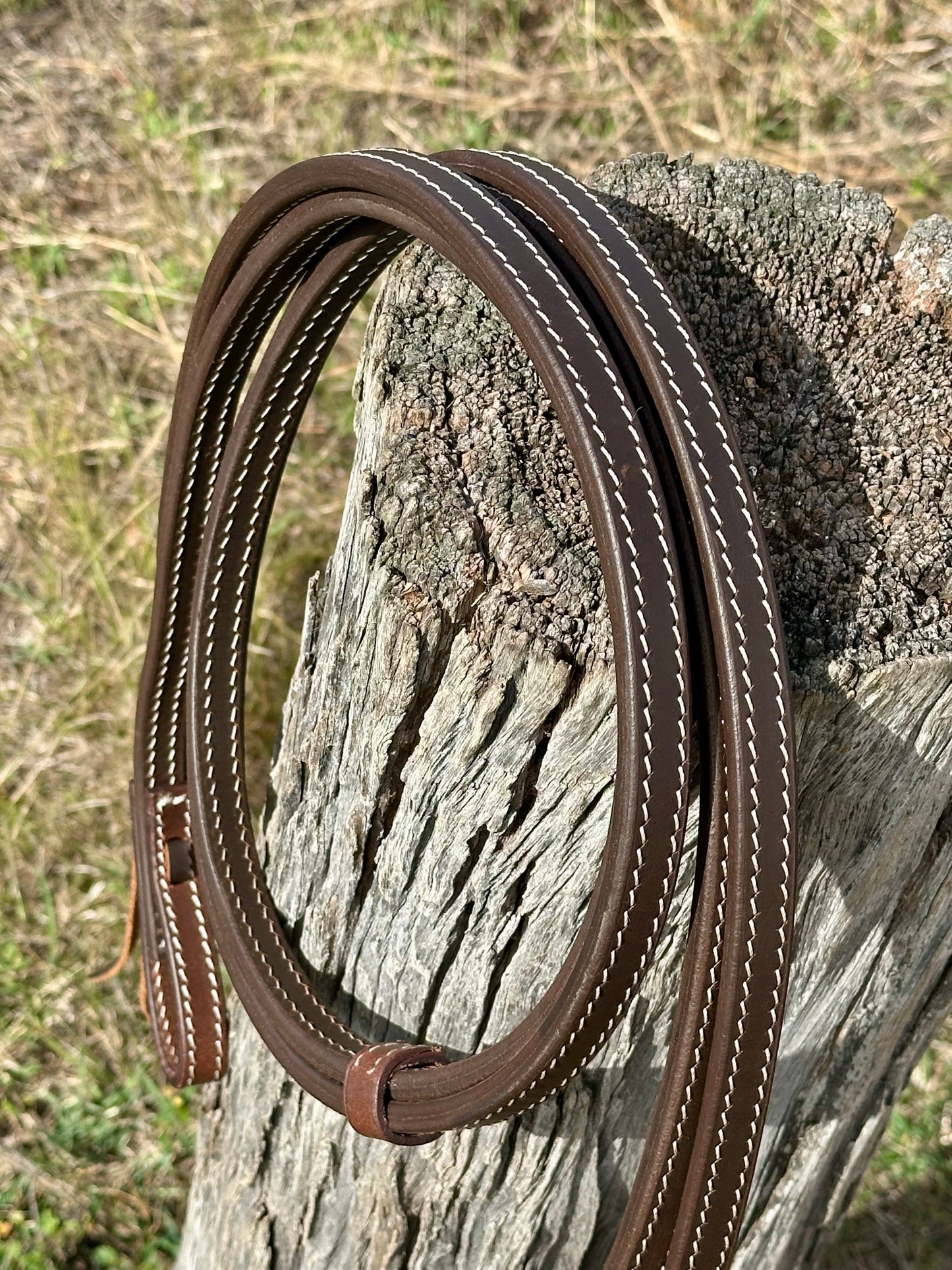 Dustybutts 5/8” Oiled Harness Leather Split Reins // 8 Foot