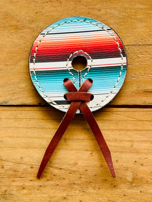 Leather Bit Guards // Teal Serape