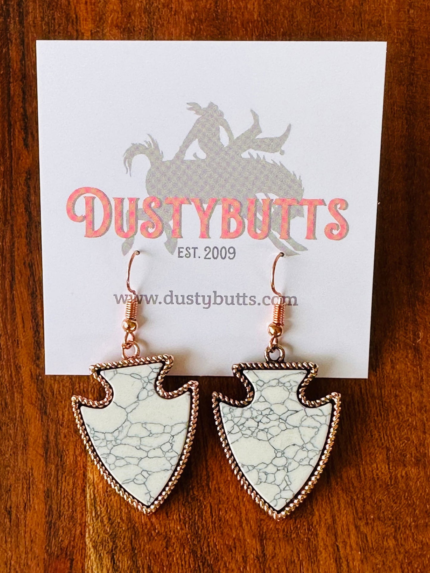 Copper & White Stone Arrow Head Earrings -  - Dustybutts Australia