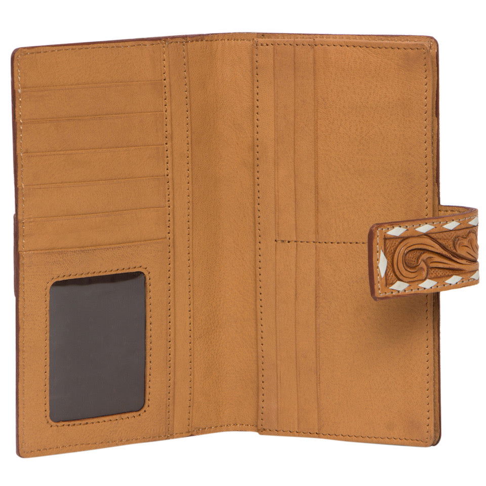 Cowhide Wallet With Leather Tooling - Dustybutts Australia