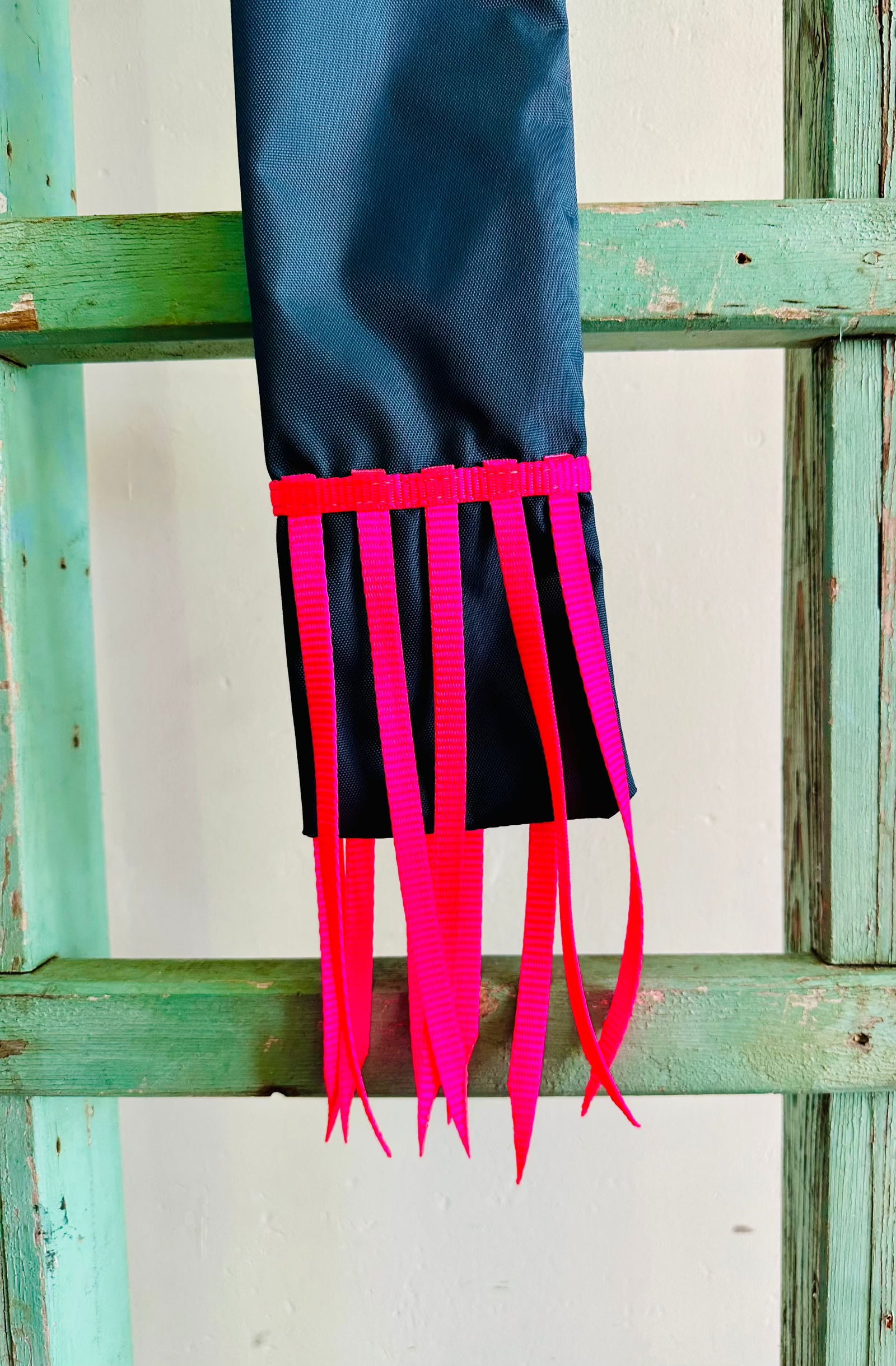 Dark Blue Tail Bag With Hot Pink Whippers // Long - Dustybutts Australia
