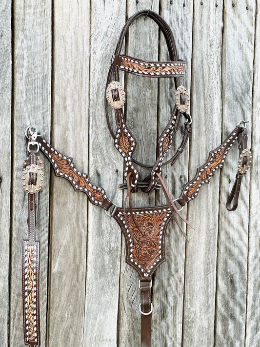 Dustybutts Browband Tooled & Buckstitched Tackset // Full -  - Dustybutts Australia