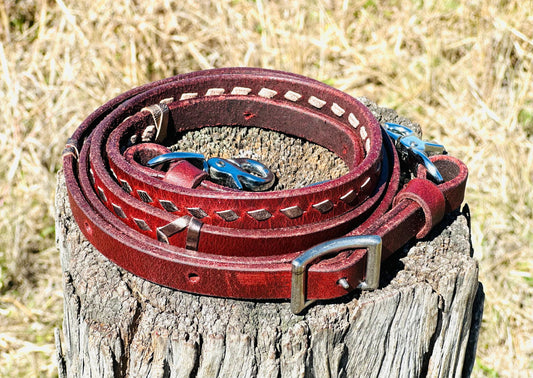 Dustybutts Harness Leather Buckstitch Barrel Racing / Roping Reins - Metallic Bronze -  - Dustybutts Australia