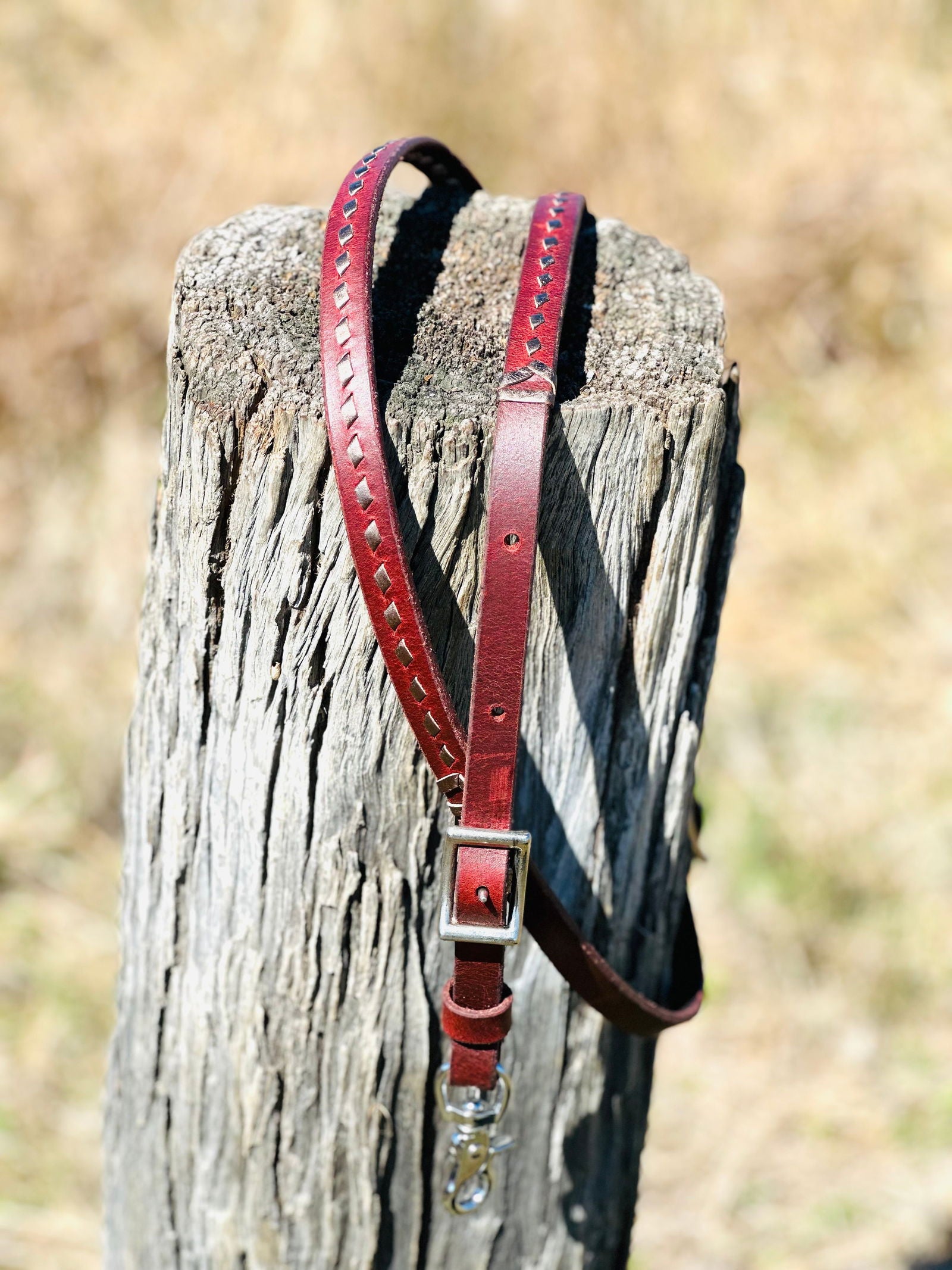 Dustybutts Harness Leather Buckstitch Barrel Racing / Roping Reins - Metallic Bronze -  - Dustybutts Australia