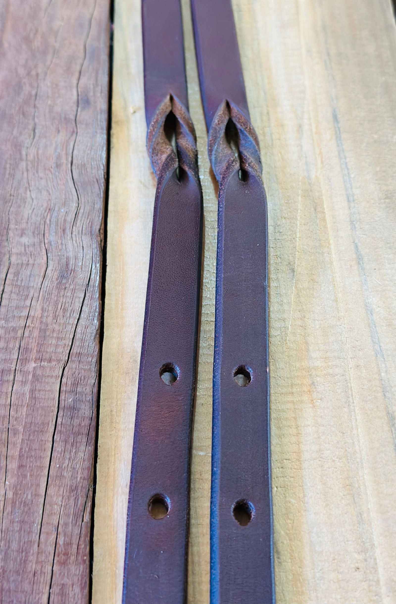 Dustybutts Harness Leather Flat Barrel Racing / Roping Reins - 6’6”