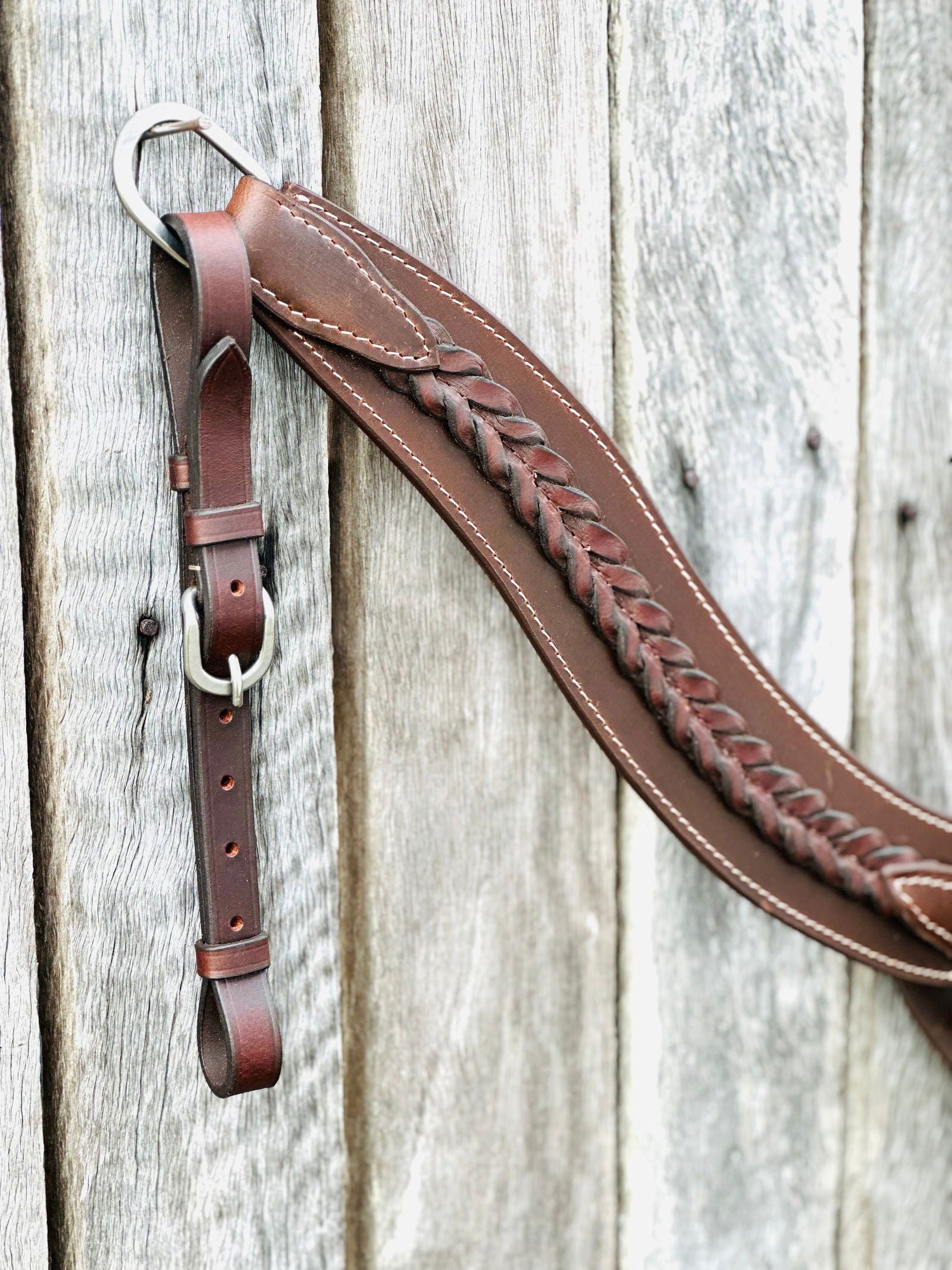 Dustybutts Harness Leather Plaited Breast Plate - Dark Oil // Full - Dustybutts Australia
