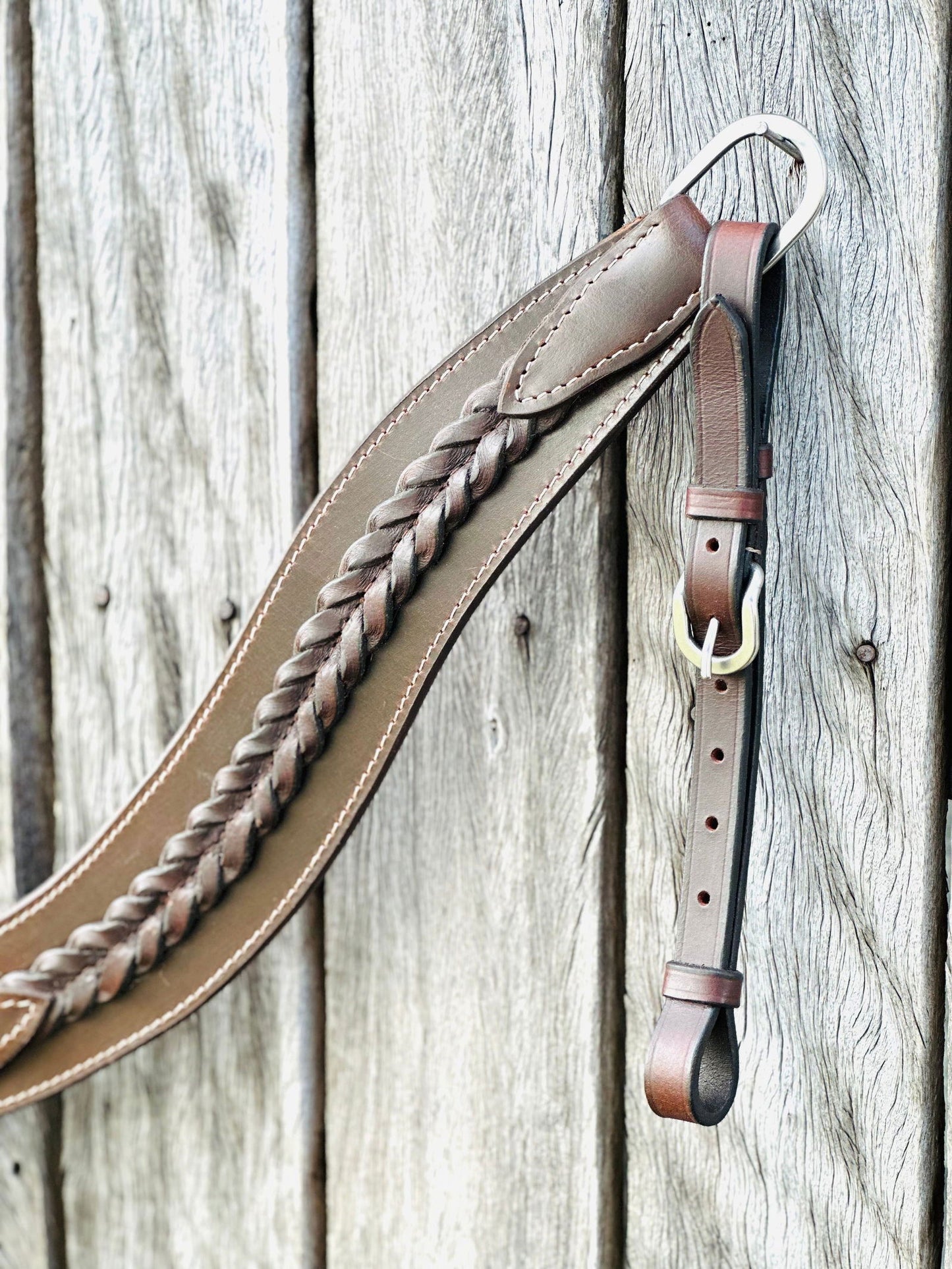 Dustybutts Harness Leather Plaited Breast Plate - Dark Oil // Full - Dustybutts Australia