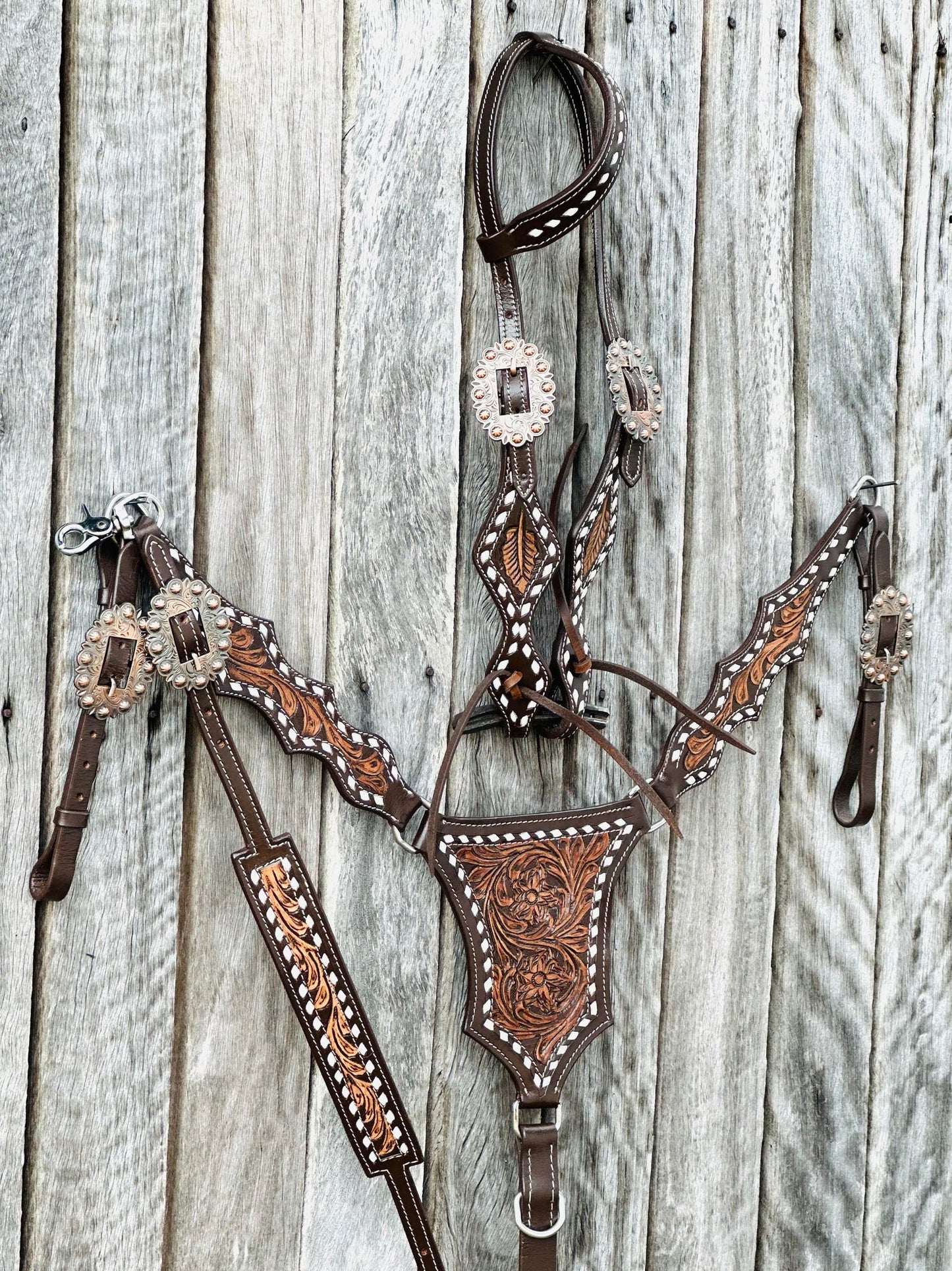 Dustybutts One Eared Tooled & Buckstitched Tackset // Cob -  - Dustybutts Australia