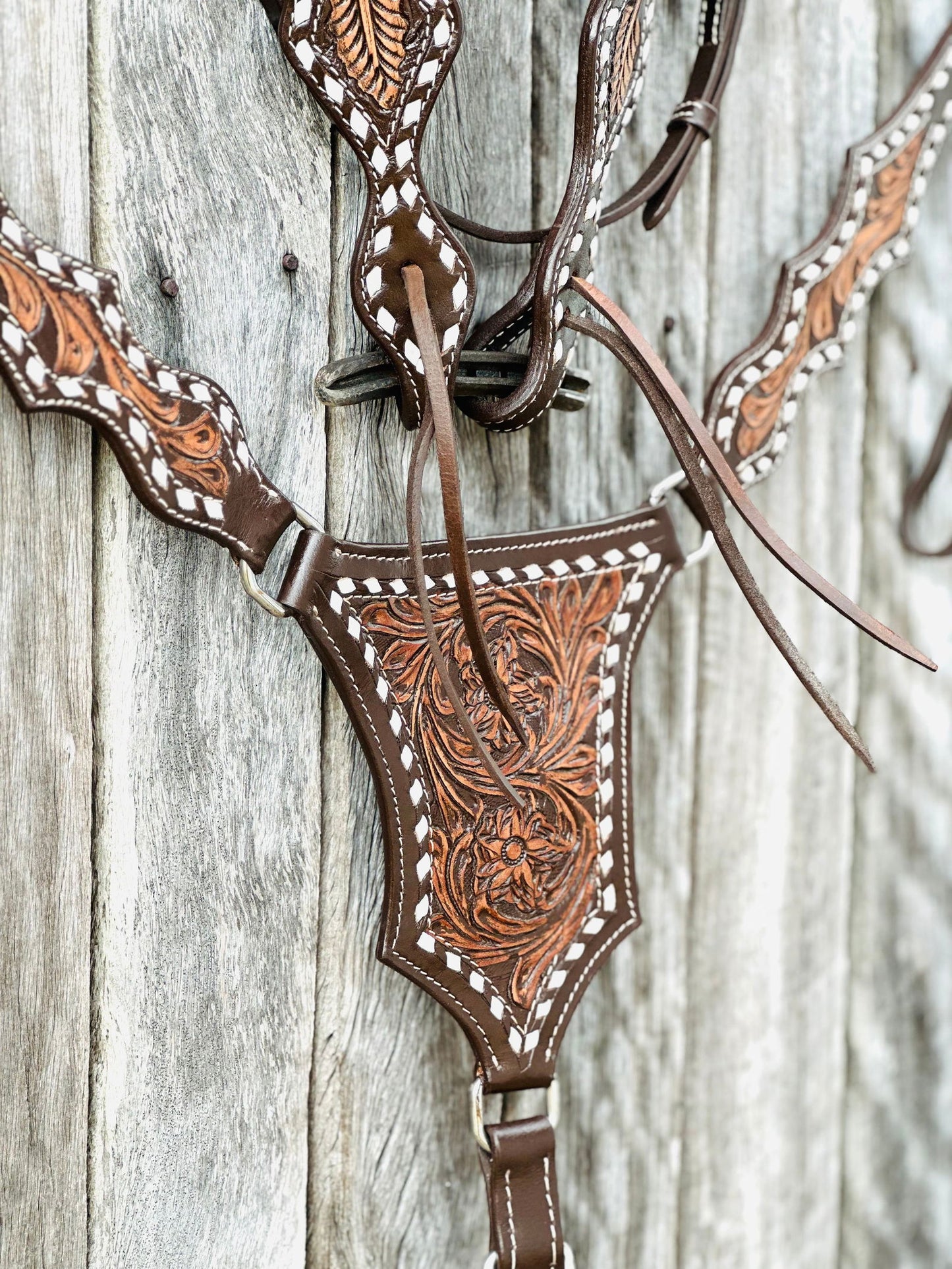 Dustybutts One Eared Tooled & Buckstitched Tackset // Cob -  - Dustybutts Australia